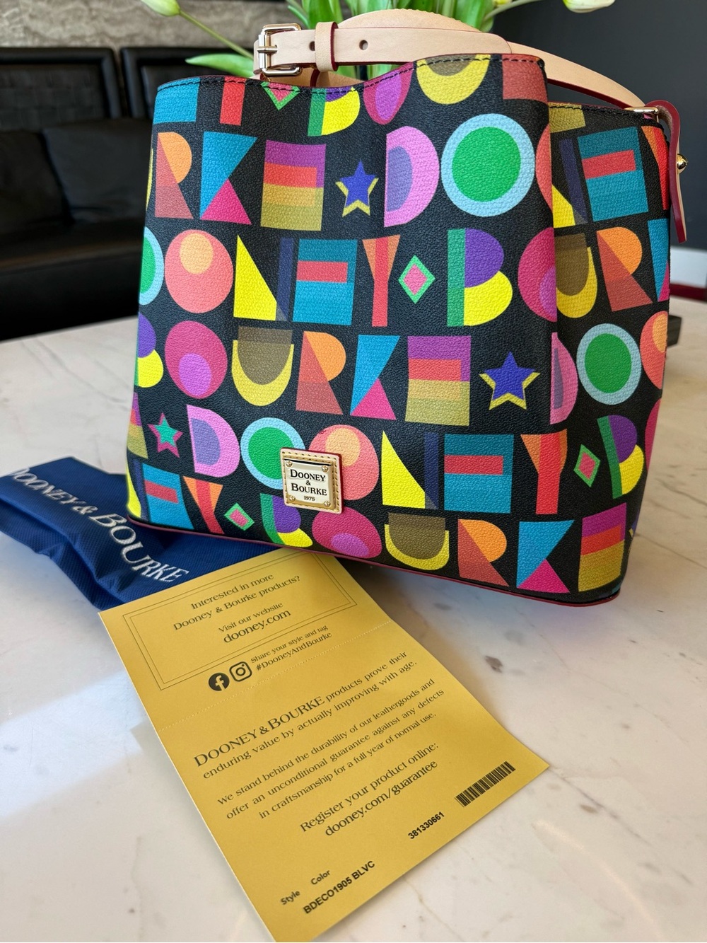 New Dooney & Bourke Art Deco Brenna Cotton/Leather Bag - Picture 9 of 16